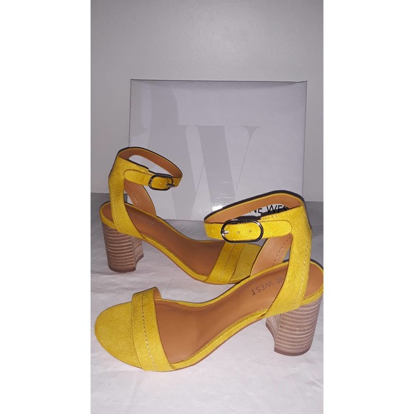NIB Nine West Yellow SINDIE Block Heel Sandals 6M - Picture 4 of 8